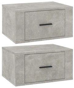 vidaXL Noptiere de perete, 2 buc., gri beton, 50x36x25 cm