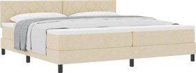 vidaXL Pat cu arcuri cu saltea cu headboard Crem 200 x 200 cm țesătură