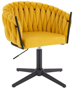 HR750CROSS Scaun Galbenă din Catifea cu Bază Neagră