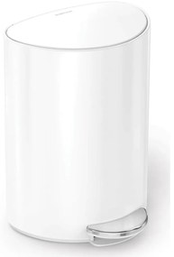 Coș cu pedală Simplehuman 6 l, semirotund, oțelalb, plastic