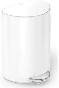Coș cu pedală Simplehuman 6 l, semirotund, oțelalb, plastic