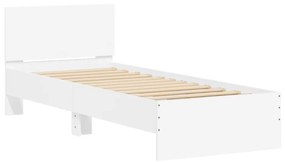 838652 vidaXL Cadru de pat cu tăblie, alb, 90x190 cm, lemn prelucrat