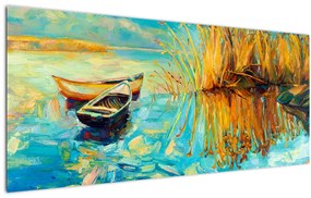 Tablou - Lacul cu bărci (120x50 cm)