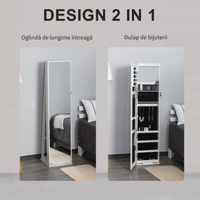 HOMCOM Dulap Bijuterii LED Alb cu Cheie | Aosom Romania
