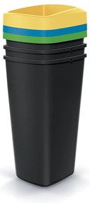 Set pubele pentru deseuri sortate, patrate, 3 x 25 l, colorate