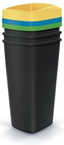 Set pubele pentru deseuri sortate, patrate, 3 x 25 l, colorate