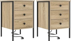 vidaXL Dulap de noapte cu sertar 2 pcs Stejar Sonoma 42 x 41 x 61 cm