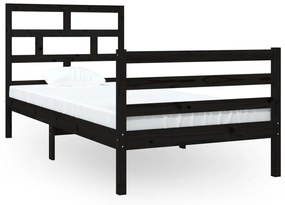 3101252 vidaXL Cadru de pat Single 3FT, negru, 90x190 cm, lemn masiv