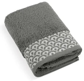 Prosop Bellatex frotir cu broderie, gri închis, 70 x 140 cm