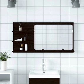 vidaXL Dulap cu oglindă pentru baie, stejar negru, 90x11x45 cm, lemn stratificat