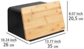 WENKO 54098100 - Cutie pentru pâine KUBO 35 x 26,5 cm negru/maro