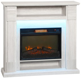 HOMCOM Șemineu Electric 1800W Reglabil cu Flacără 3D, Raft, Timer și Telecomandă, 105x27x97 cm, culoare Lemn | Aosom Romania