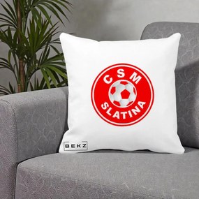 Perna Personalizata CSM Slatina Fotbal, 40x40 cm, Alba Mata, Husa Detasabila, Perna Inclusa, BEKZ®
