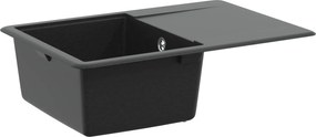 vidaXL Chiuvetă Negru 670 x 460 mm Granit
