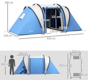 Outsunny Cort de camping pentru 4-5 persoane cu 2 dormitoare | Aosom Romania