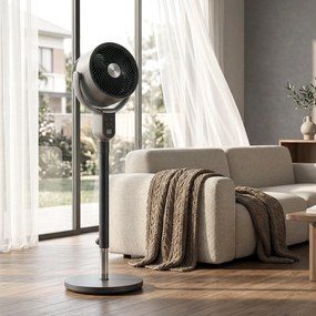 HOMCOM Ventilator pe stativ cu 8 viteze cu Telecomandă, Display LED, Timer 12H, Înălțime reglabilă, Gri | Aosom Romania
