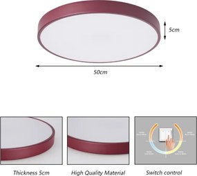 Brilagi - Plafonieră LED POOL, 60 W, 230 V, 3000/4000/6000 K, Ø50 cm, burgund