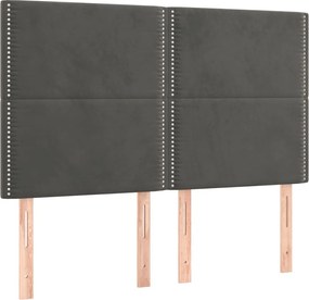 vidaXL Tăblie de pat gri închis 144x5x118/128 cm catifea