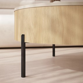 Mazzoni FRIDA Bej (Șampanie) / Stejar Oasis – MĂSUȚĂ DE CAFEA MODERNĂ CU BLAT RABATABIL ȘI SPAȚIU DE DEPOZITARE