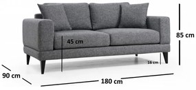 Canapea cu 2 Locuri Nordic 2 Seater, Gri Inchis