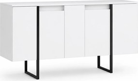 Comoda Luxe, alb/negru, PAL melaminat/metal, 160x35x80 cm