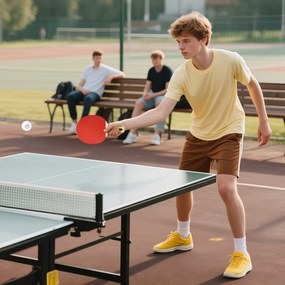 SPORTNOW Set 4 Palete Ping Pong și 8 Mingi cu Husă Roșu și Negru | Aosom Romania