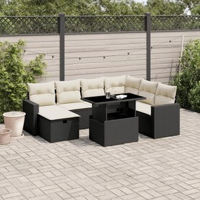 3274836 vidaXL Set mobilier de grădină cu perne, 8 piese, negru, poliratan