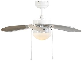 Ventilator de tavan alb cu imprimeu lemn 80cm cu comutator cu lanț - Fresh