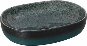 vidaXL Lavoar de blat, turcoaz, 59x40x14 cm, ceramică, oval