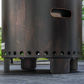 Outsunny Vatră pentru foc, șemineu, butoi pentru foc, rezistent la intemperii, 45 x 45 x 42 cm, Negru + Bronz | Aosom Romania