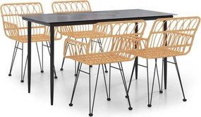vidaXL Set mobilier de grădină, 5 piese, poliratan