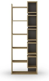 Bibliotecă neagră/în culoare naturală cu aspect de lemn de stejar 60x168,5 cm Eladi – Marckeric