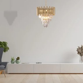 Lustră de cristal pe lanț MADISON 9xE14/40W/230V aurie