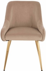 HR920 Scaun cu picioare aurii Latte din Catifea