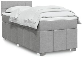 vidaXL Pat box spring cu saltea, gri deschis, 90x200 cm, textil