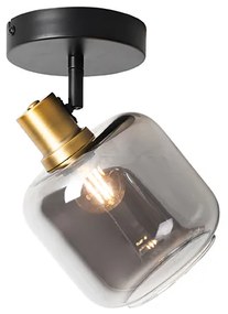 Spotlight de tavan de design negru cu auriu și sticlă fumurie - Zuzanna