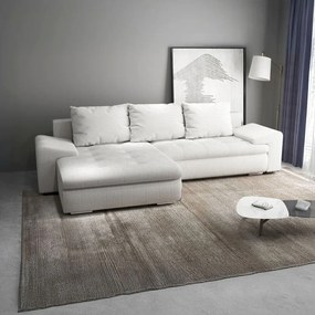 Colțar extensibil dumonde cu ladă de depozitare si sezut confortabil din spuma high-density, Leonardo Zoom Crem 260x185 cm