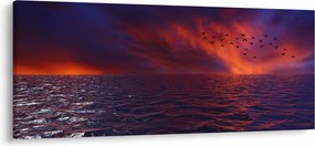 Tablou cu mare și păsări (120x50 cm)