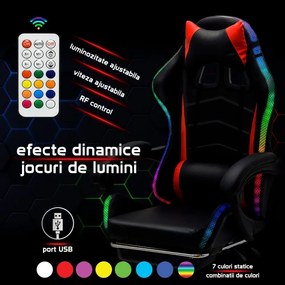 Scaun gaming cu LED RGB OFF 303 rosu cu negru