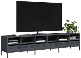 vidaXL Dulap TV, antracit, 202x39x43,5 cm, oțel laminat la rece