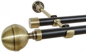 Galerie dubla fara inele duo KALISTO 19/19 mm negru aur antic (Alege marime: 120 cm)