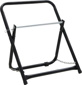 vidaXL Căruț tambur furtun 48 cm 45 kg negru oțel vopsit electrostatic