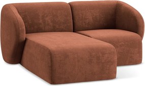 Colțar teracotă cu tapițerie din chenille (cu colț pe partea stângă/cu șezlong) Lani – Makamii