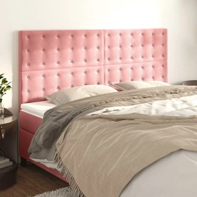 3116831 vidaXL Tăblii de pat, 4 buc, roz, 90x5x78/88 cm, catifea