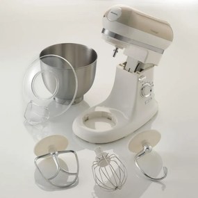 Mixer planetar Ariete VINTAGE 1588/03, 2400W, 5.5 L, 7 viteze, Pulse, Design retro, Picioare antiderapante, Alb/Bej