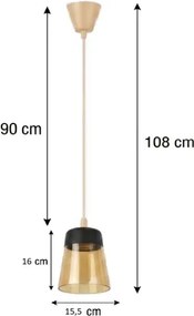 Brilagi - Lustră LED R GLASS 1xE27/60W/230V Ø 15,5 cm bej/fumuriu bej/negru