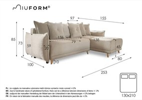 Colțar verde extensibil cu tapițerie din catifea reiată (colț variabil) Lazy Lukka – Miuform