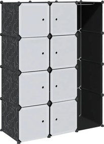 vidaXL Dulap modular cu 9 compartimente, 109x36,5x143 cm, negru și alb