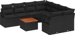 vidaXL Set de canapele pentru grădină 9 pcs Negru poliratan