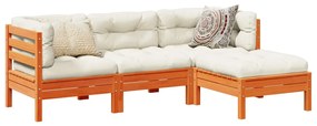 vidaXL Set canapele grădină cu perne, 4 piese, maro ceruit, lemn pin